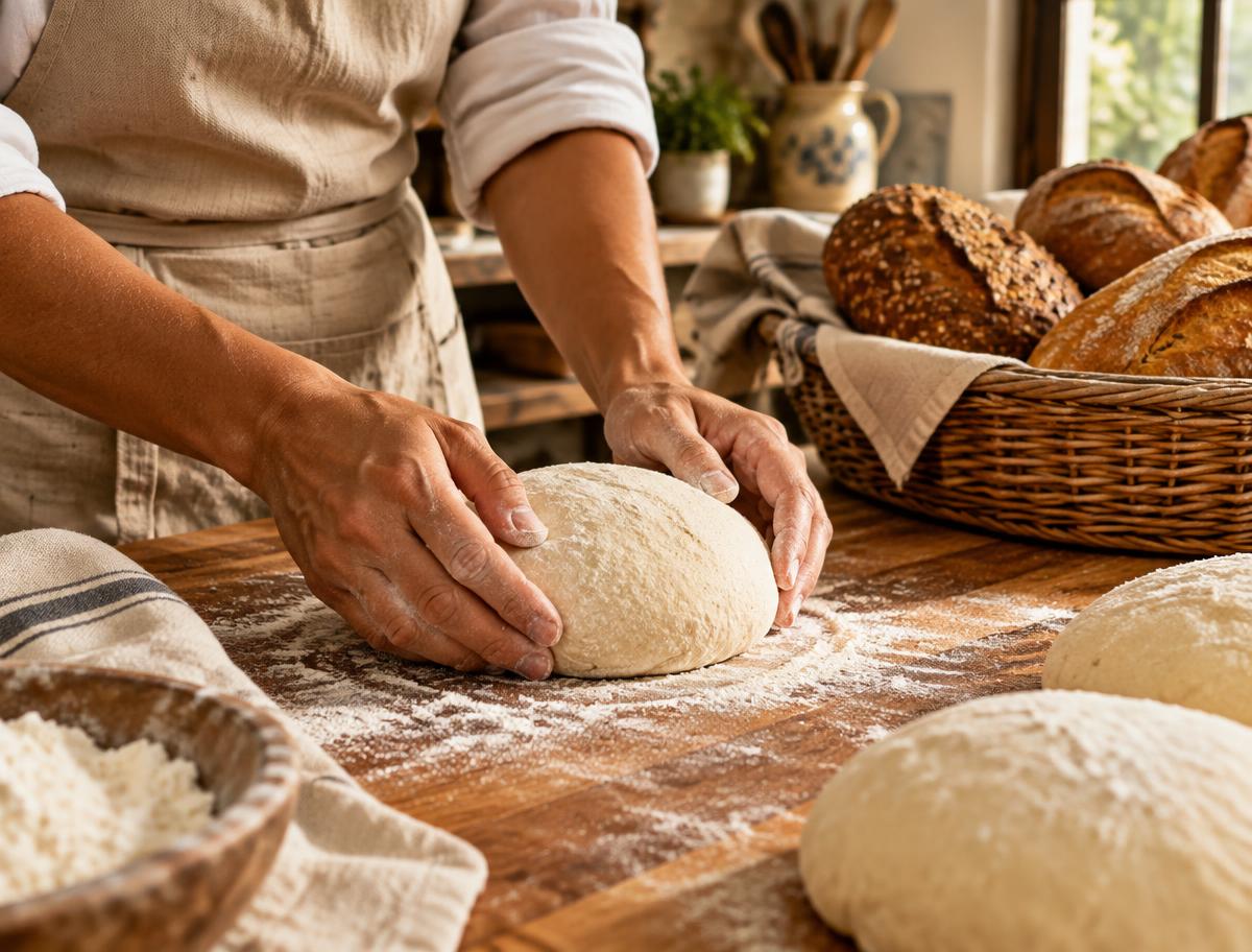 Produção artesanal de pães na Silva Padaria & Confeitaria